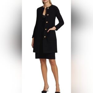 Size 12 - St. John Compact-Knit Boucle Patch-Pocket Black Jacket
